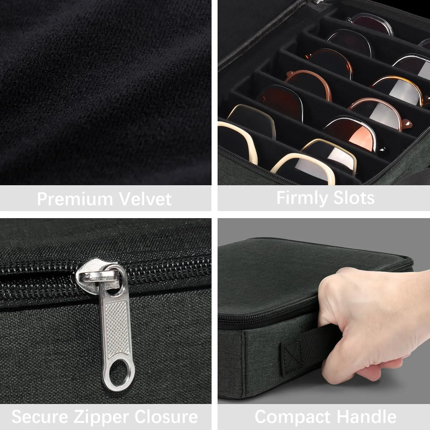 Bukere Travel Sunglasses Organizer Case, Adjustable Slot For Multiple Pairs, Portable Eyeglasses Storage Box for Men Women