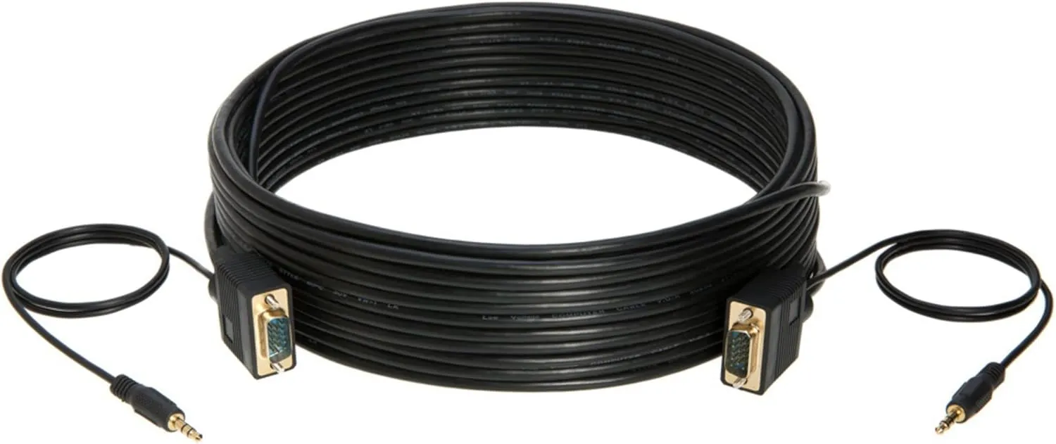 Cables Direct Online 50FT SVGA   Audio Monitor Cable - Male to Male VGA to VGA 1080P for PC, Projector, Laptop, TV