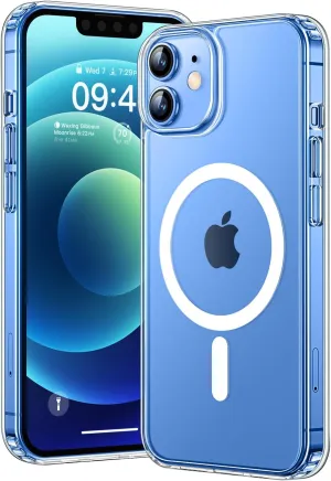 CANSHN Magnetic Compatible with iPhone 12/12 Pro Case Clear, Compatible with MagSafe Wireless Charging [Not Yellowing & MIL-Grade Drop Tested] Phone Cases with Shockproof Bumper 6.1 Inch