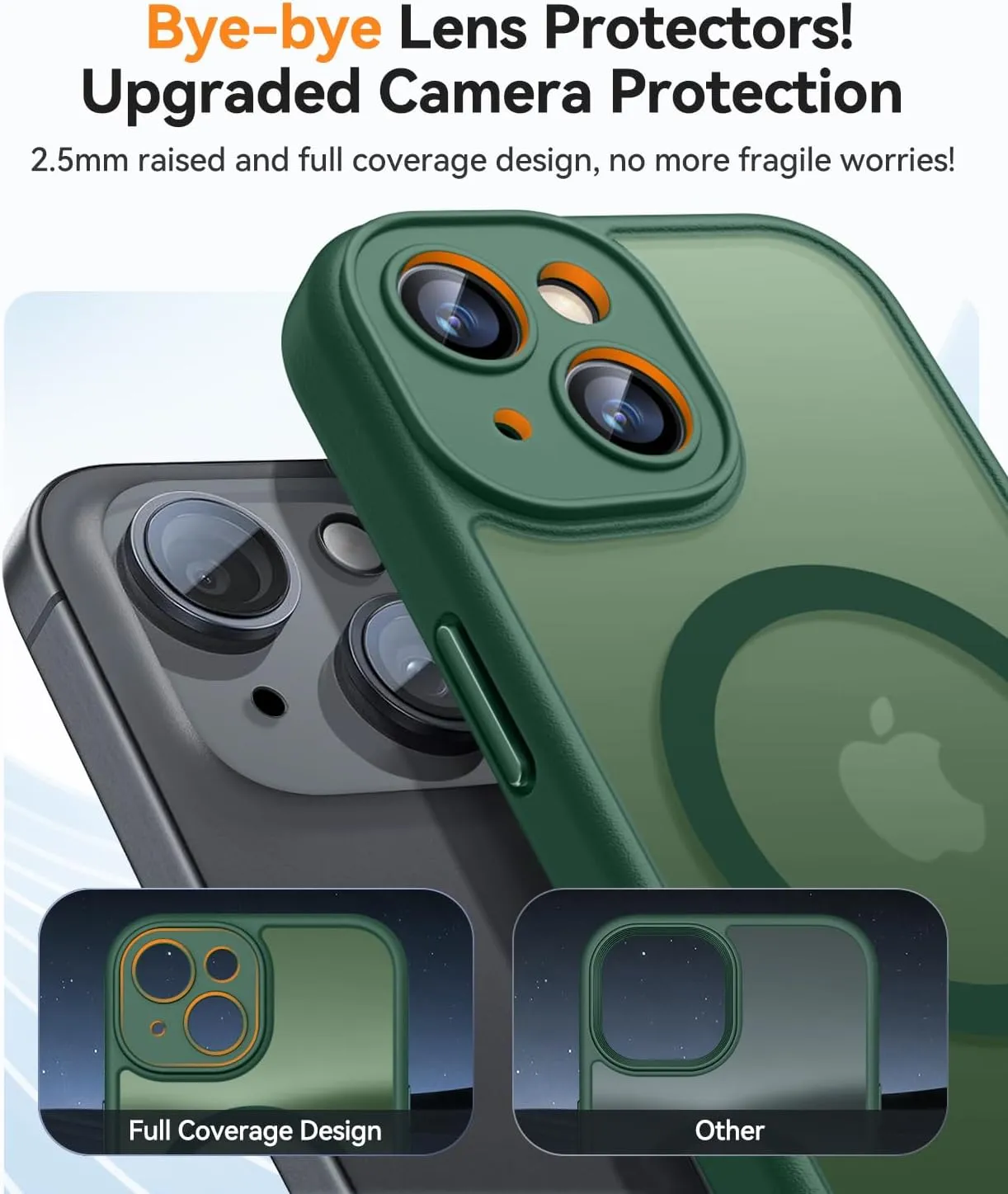 CANSHN Magnetic for iPhone 13 Case, Upgraded [Full Camera Protection] [Compatible with Magsafe] [Translucent Matte] Shockproof Protective Phone Case for iPhone 13 6.1" - Deep Green