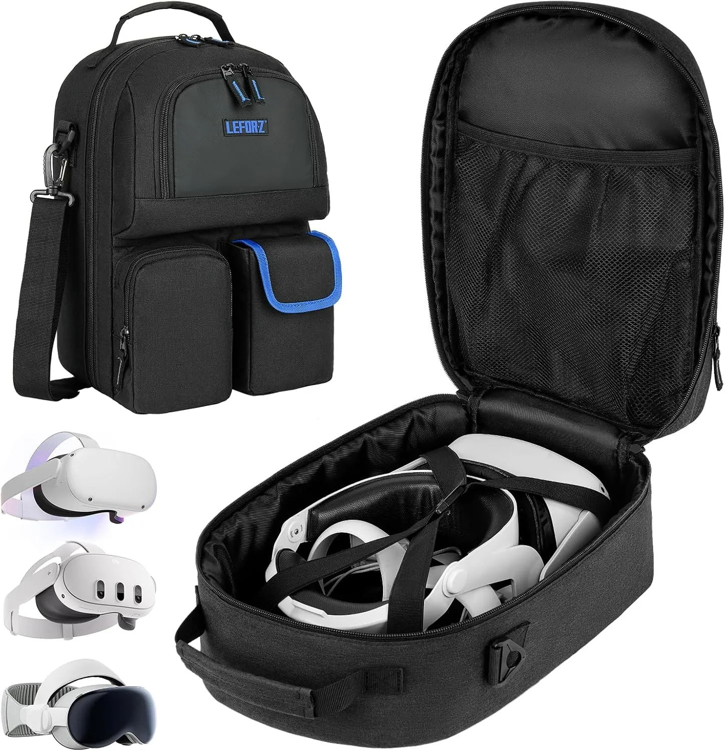 Carrying Case Compatible with Meta Quest 3S/Quest 3/Oculus Quest 2/Quest Pro/Vision Pro,Travel Storage Bag Fits for Elite Version VR Gaming Headset,Touch Controllers and Accessories(Bag Only)