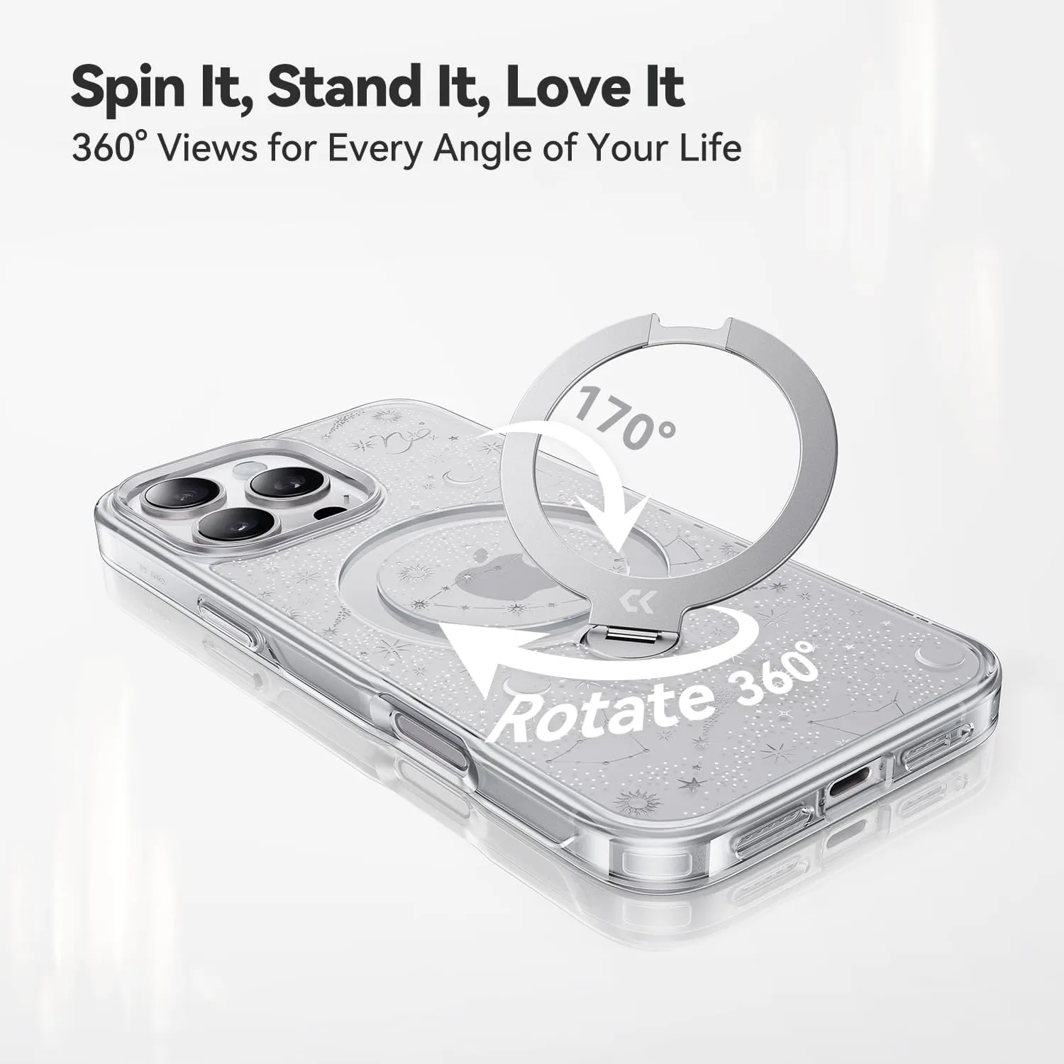 CASEKOO Patented 360 Spin Magnetic Stand for iPhone 16 Pro Case [Military Drop Protection] [Non-Slip Edge] [Compatible with MagSafe] Shockproof Slim for iPhone 16 Pro Case 6.3'', Capricorn