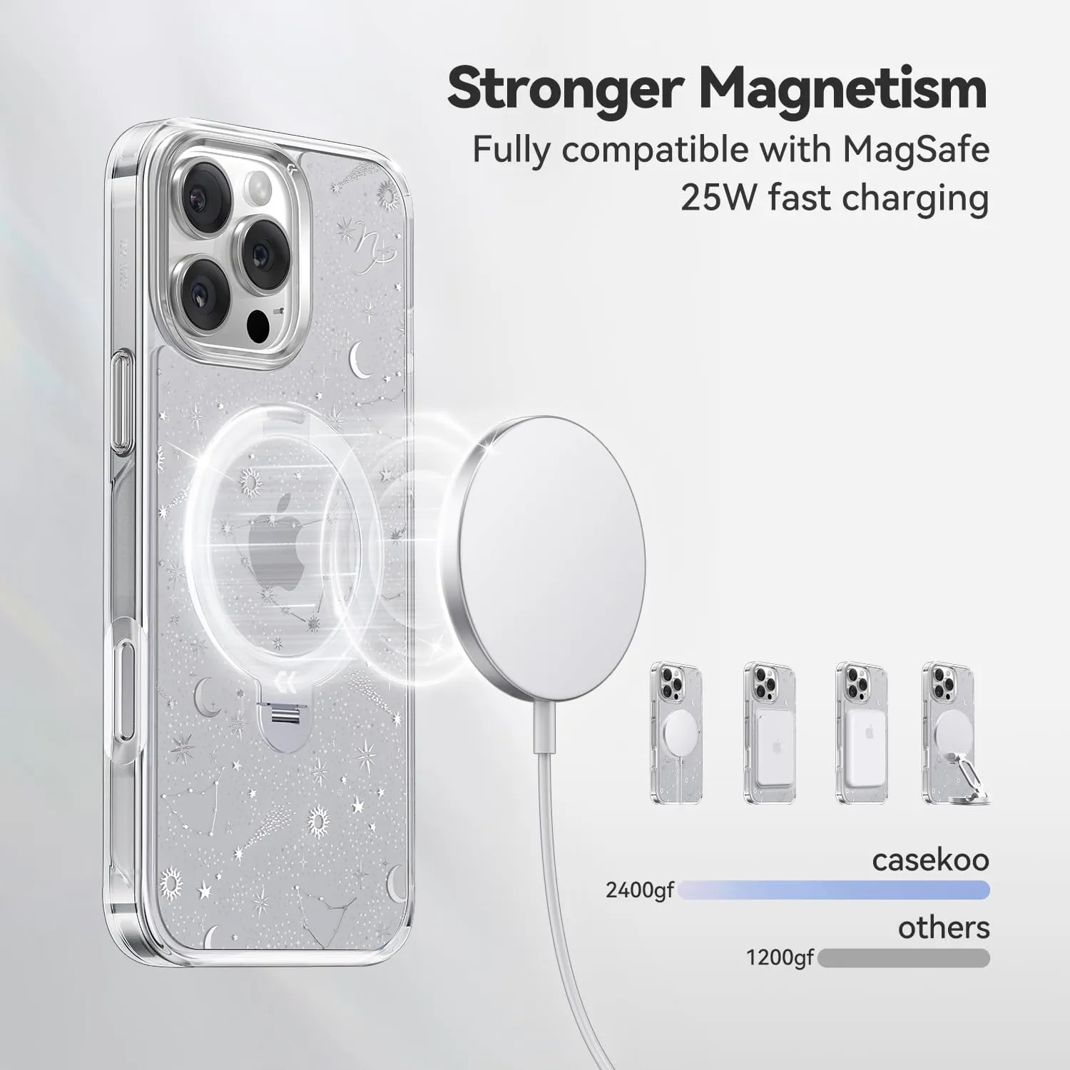CASEKOO Patented 360 Spin Magnetic Stand for iPhone 16 Pro Case [Military Drop Protection] [Non-Slip Edge] [Compatible with MagSafe] Shockproof Slim for iPhone 16 Pro Case 6.3'', Capricorn