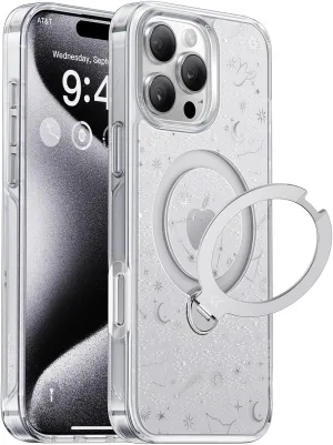 CASEKOO Patented 360 Spin Magnetic Stand for iPhone 16 Pro Case [Military Drop Protection] [Non-Slip Edge] [Compatible with MagSafe] Shockproof Slim for iPhone 16 Pro Case 6.3'', Capricorn