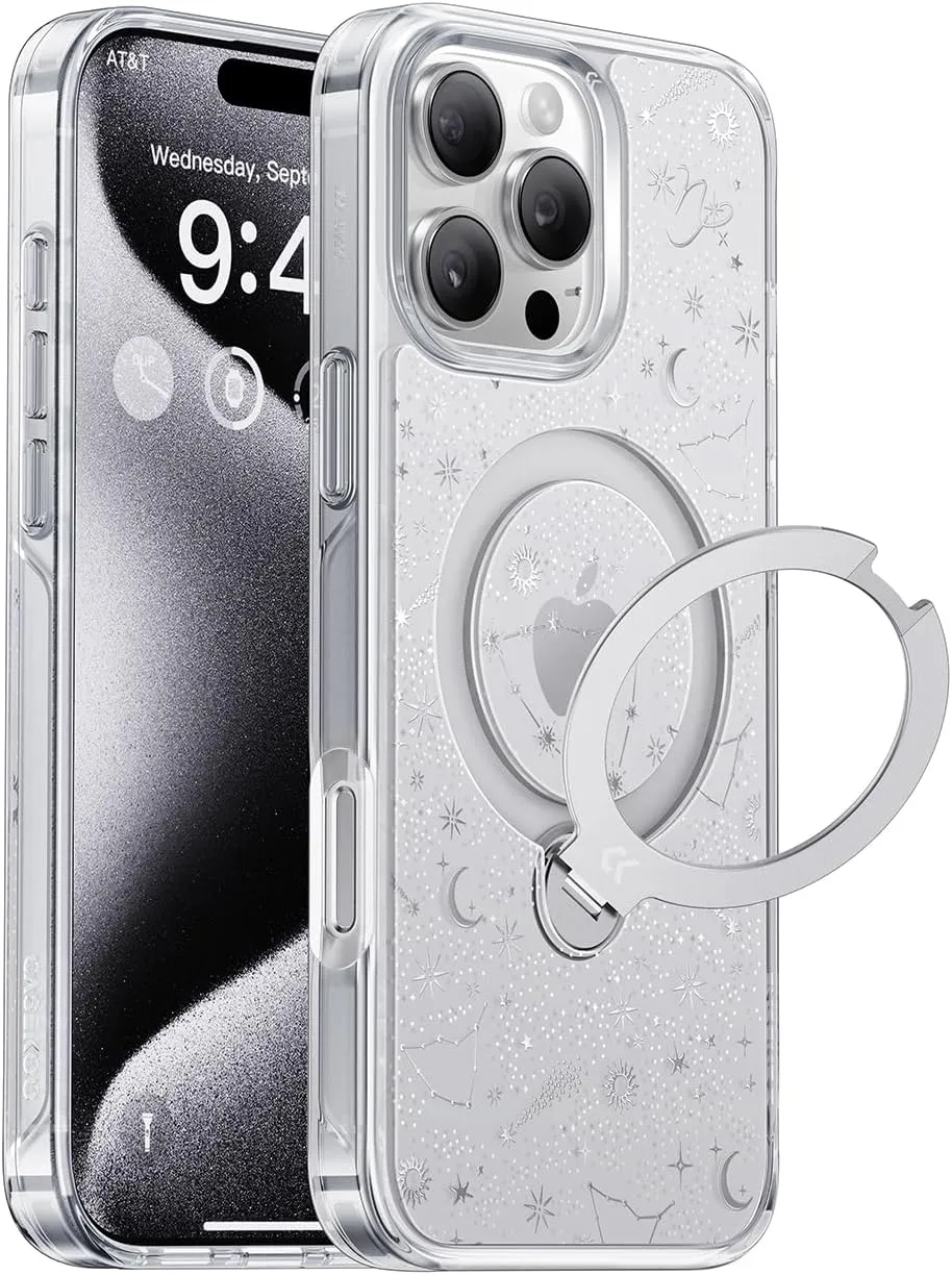 CASEKOO Patented 360 Spin Magnetic Stand for iPhone 16 Pro Case [Military Drop Protection] [Non-Slip Edge] [Compatible with MagSafe] Shockproof Slim for iPhone 16 Pro Case 6.3'', Capricorn