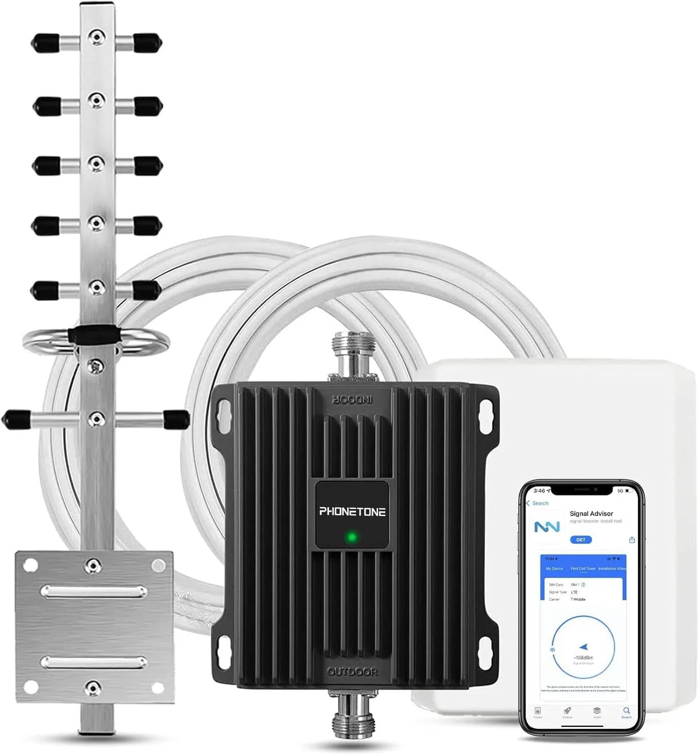 Cell Phone Booster for Home Band 66 Cell Signal Booster Supports Verizon, ATT, T-Mobile and Other US Carriers on Band 4 and Band 66, Coverage up to 4500 sq.ft