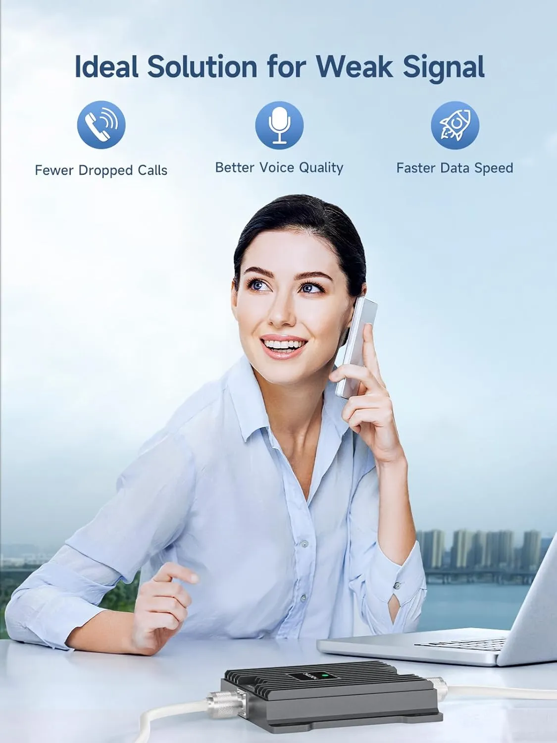 Cell Phone Booster for Home Band 66 Cell Signal Booster Supports Verizon, ATT, T-Mobile and Other US Carriers on Band 4 and Band 66, Coverage up to 4500 sq.ft