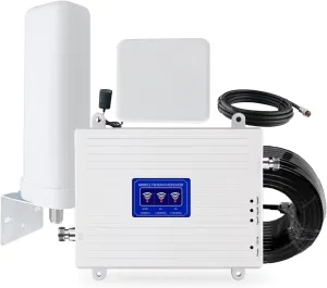 Cell Phone Signal Booster for Home, Boosts 900/1800/2100 MHz, Tri-Band Booster for GSM DCS 2G/3G/4G and Band 1/3/8