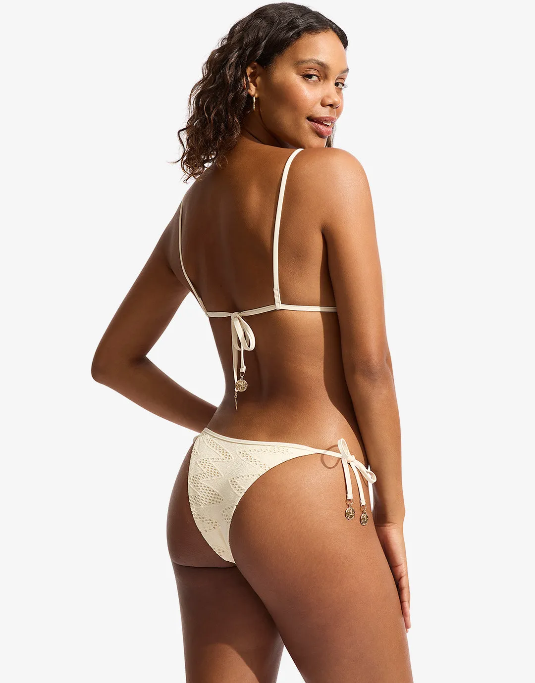 Chiara Slide Tri Bikini Top - Ecru