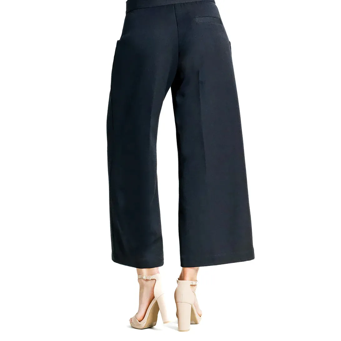 Clara Sunwoo Woven Twill - Zip Closure Front Pocket Cropped Trouser - Black