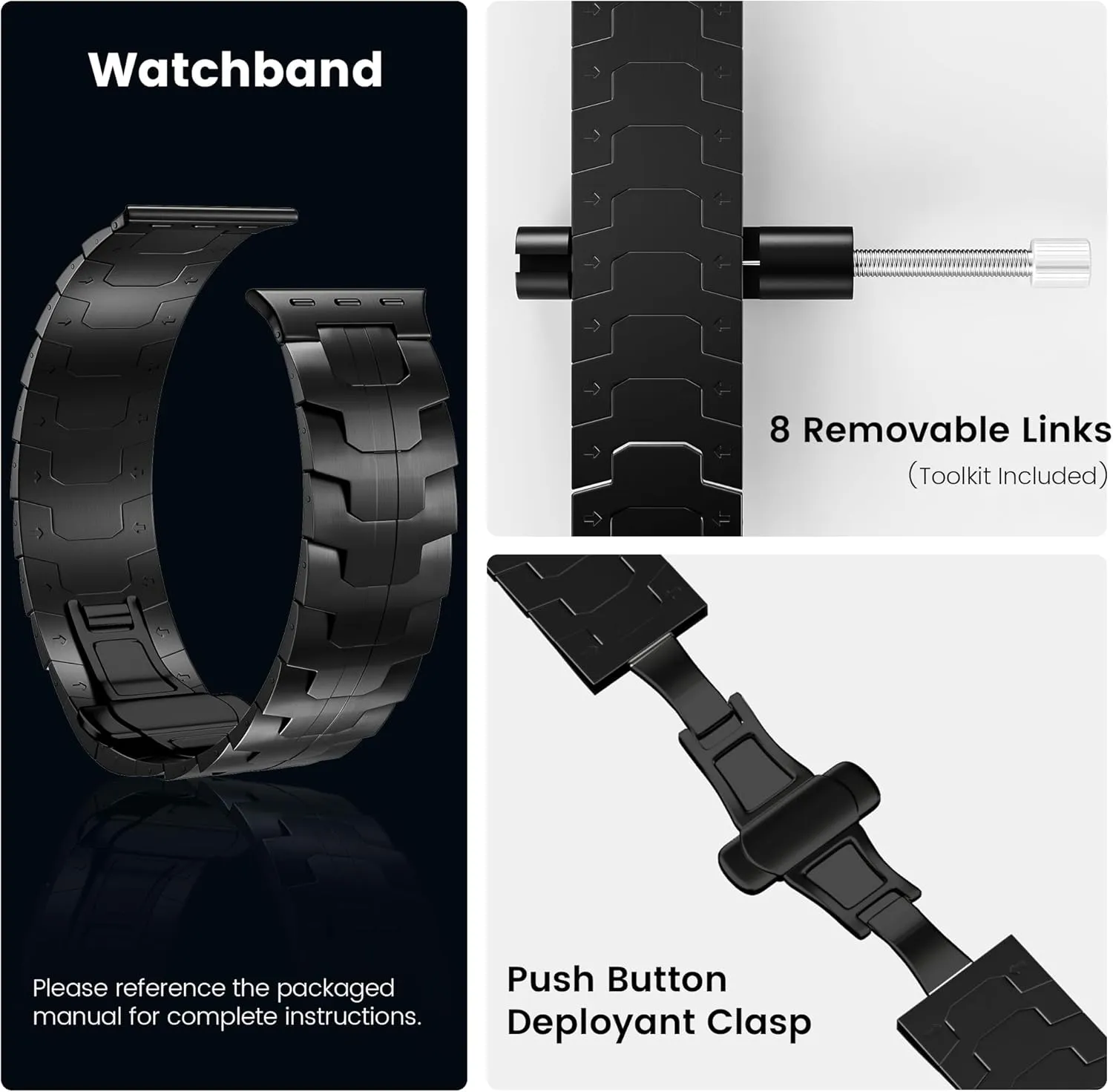 Compatible with Apple Watch Bands for Men Women 49mm 45mm 46mm 44mm 42mm 41mm 40mm 38mm, Business Metal Strap with case for iWatch Bands Ultra Series 10 9 8 7 6 5 4 3 2 1 SE,Black.