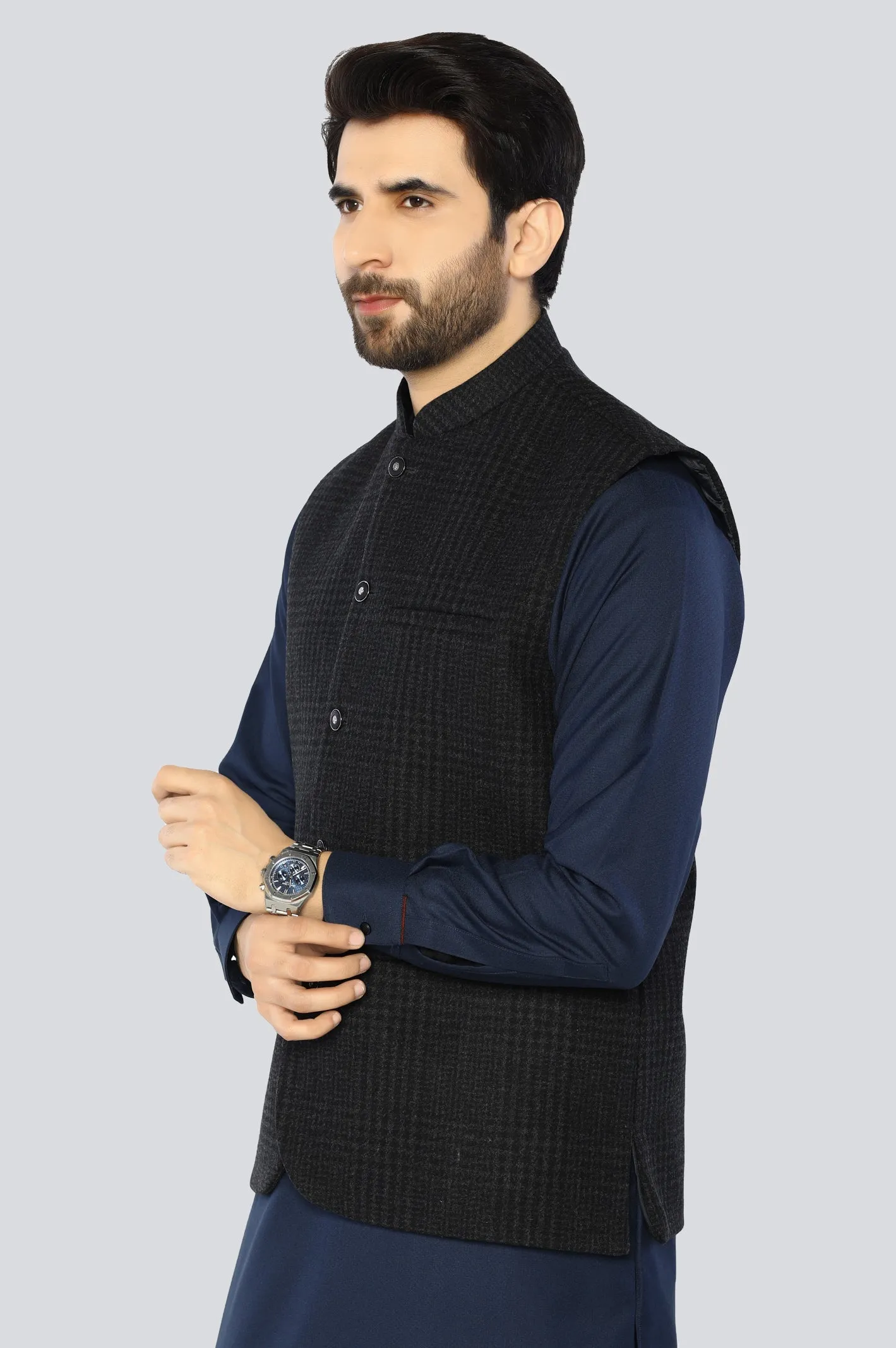 Dark Grey Woolen Waistcoat