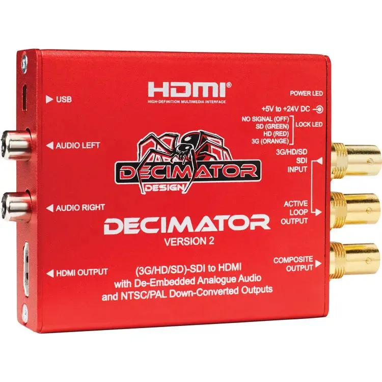 DECIMATOR 2 3G/HD/SD-SDI to HDMI Converter with Built-In NTSC/PAL Downscaler & Analog Audio Outputs