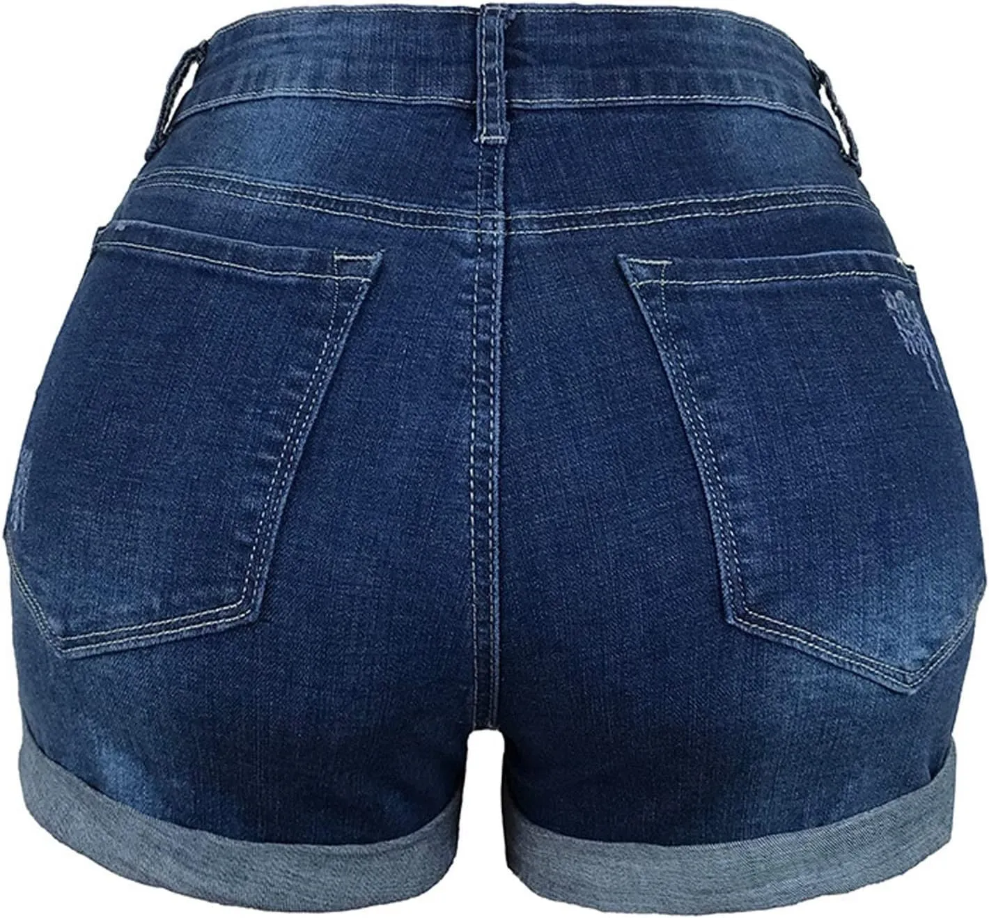 Denim Shorts for Women Stretchy Mid Rise Ripped Rolled Hem Jean Shorts Casual Summer Trendy Short Denim Pants