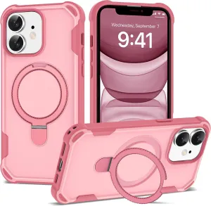 Designed for iPhone 11 Case 6.1'' with Magnetic Ring Stand [Military Drop Protection][Compatible with MagSafe] Shockproof 11 Phone Case for Men Wowen,Pink