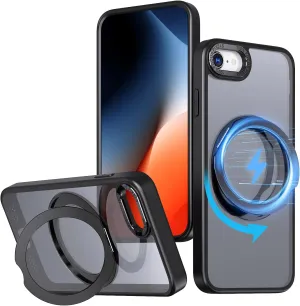 Designed for iPhone,360 Spin Magnetic Stand, Military Grade Protective Case (Black, iPhone SE3/SE2/8/7)
