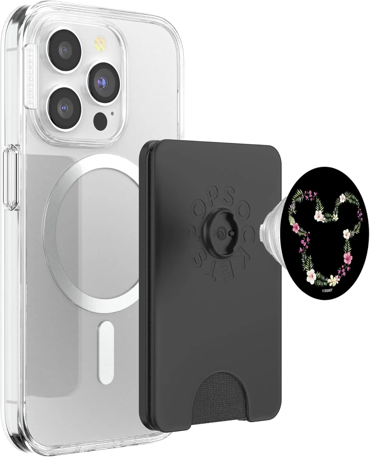 Disney Mickey & Friends Mickey Hawaiian Floral Outline Ears PopSockets PopWallet for MagSafe