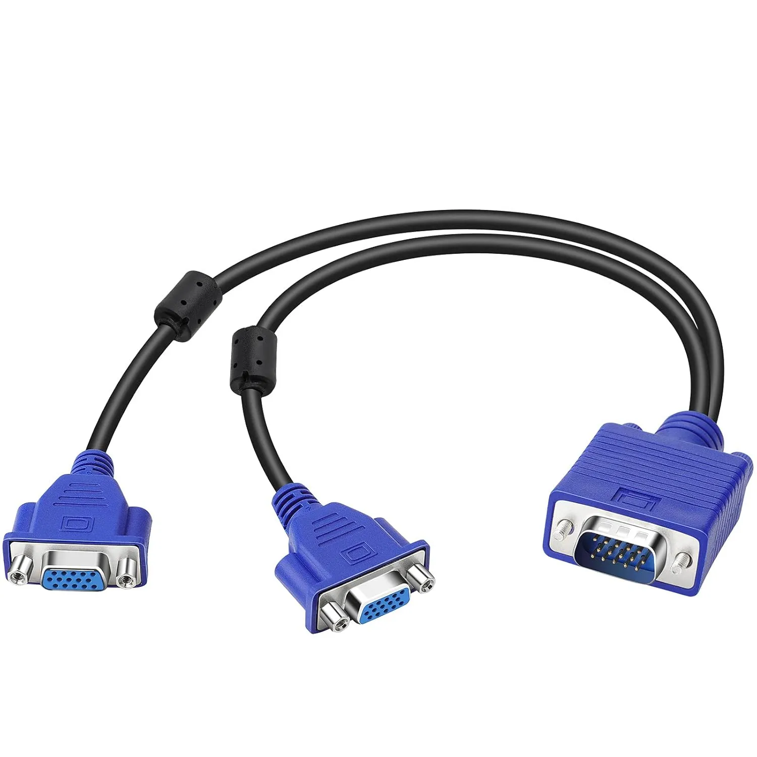 Dual VGA Splitter Monitor Cable 1 Male to 2 Female Adapter Converter VGA Video Y Cable Cord for Screen Duplication