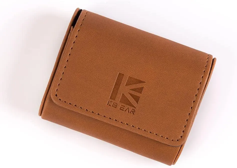 Earbuds case,KBEAR Leather Portable Small Earbud Carrying Case Storage Bag Protective Headphone Storage Box Suitable for Earphone