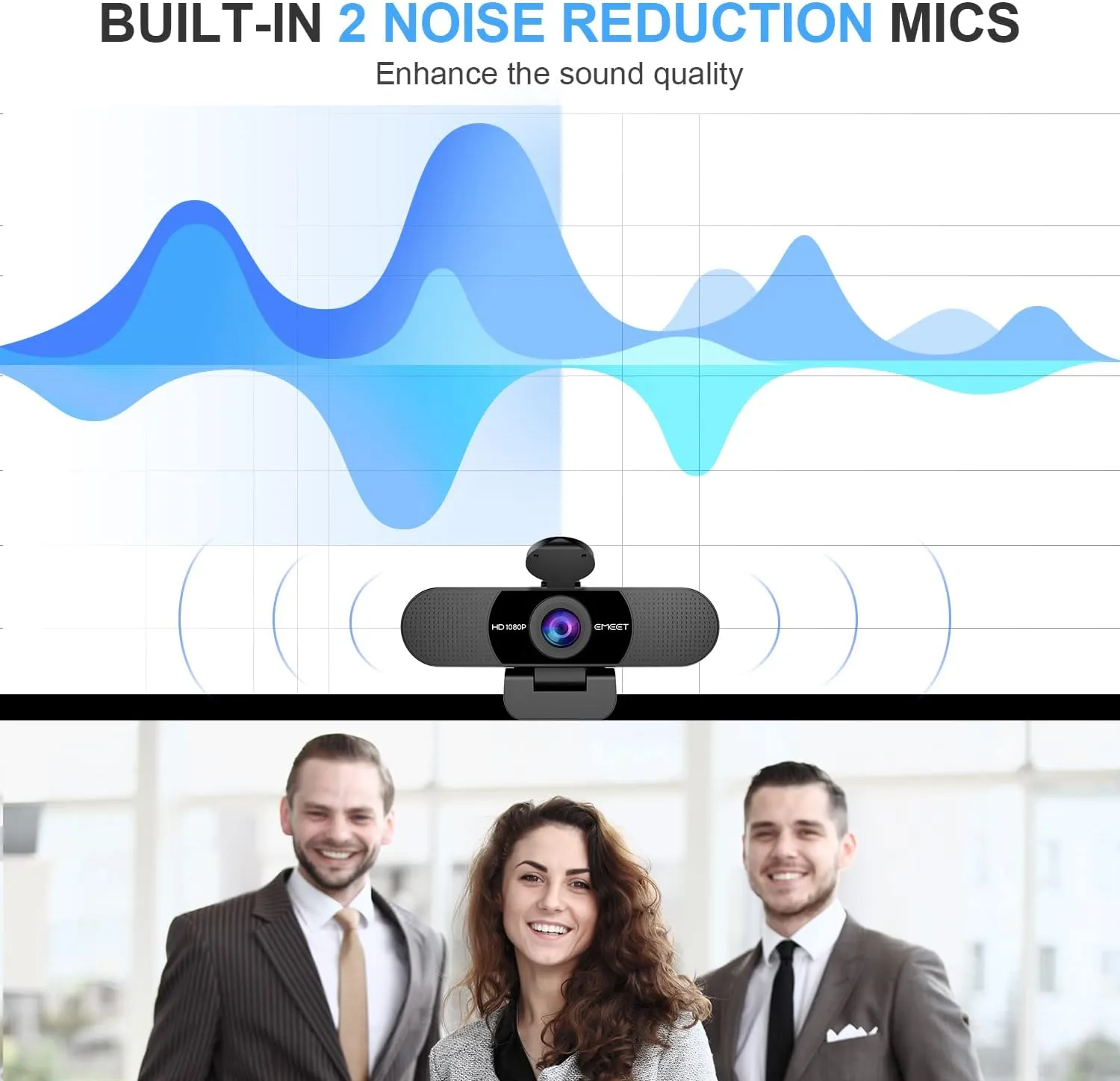 EMEET 1080P Webcam with Microphone, C960 Web Camera, 2 Mics Streaming Webcam, 90FOV Computer Camera, Plug and Play USB Web Cam for Online Calling/Conferencing, Zoom/Teams/Facetime/YouTube, Laptop/PC