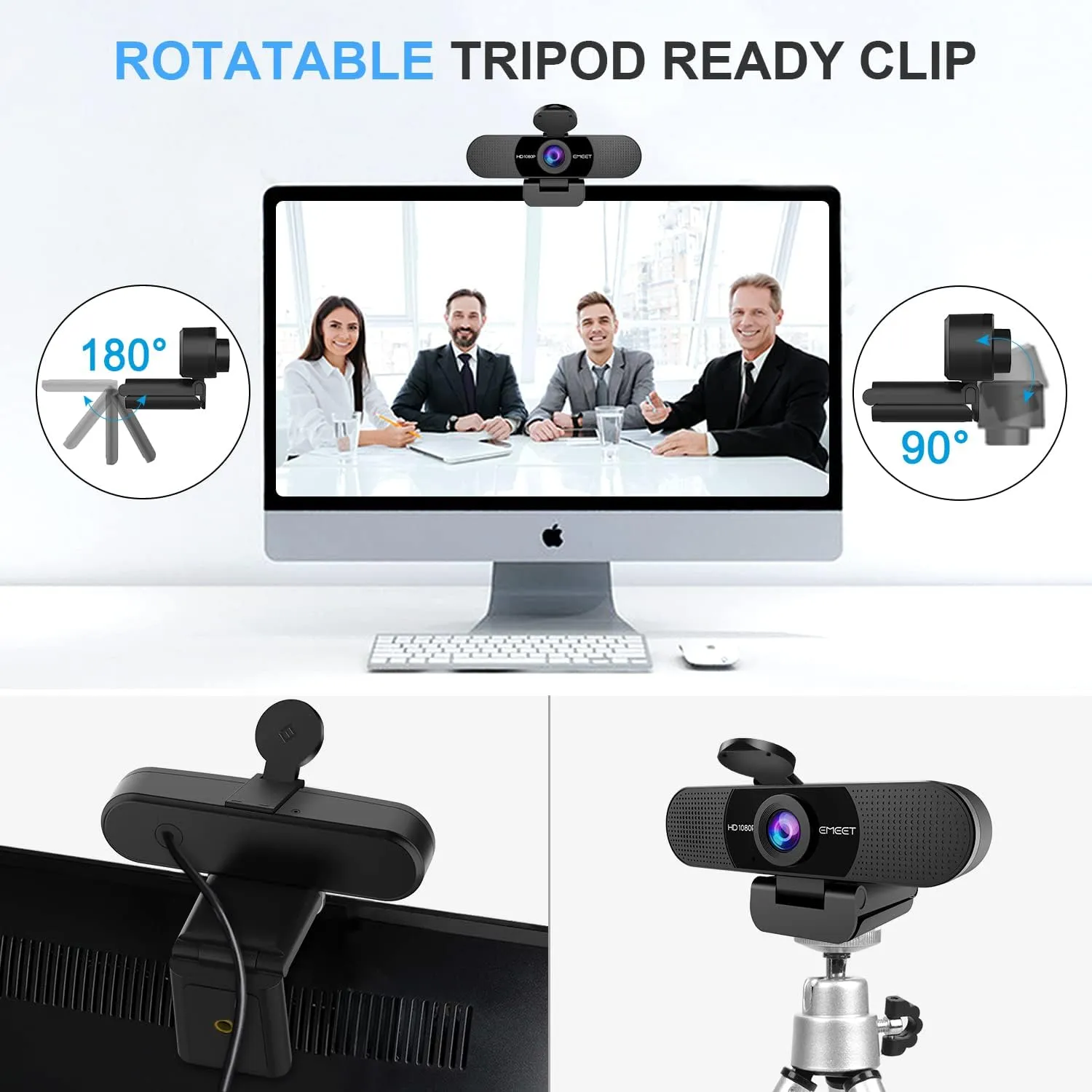 EMEET 1080P Webcam with Microphone, C960 Web Camera, 2 Mics Streaming Webcam, 90FOV Computer Camera, Plug and Play USB Web Cam for Online Calling/Conferencing, Zoom/Teams/Facetime/YouTube, Laptop/PC