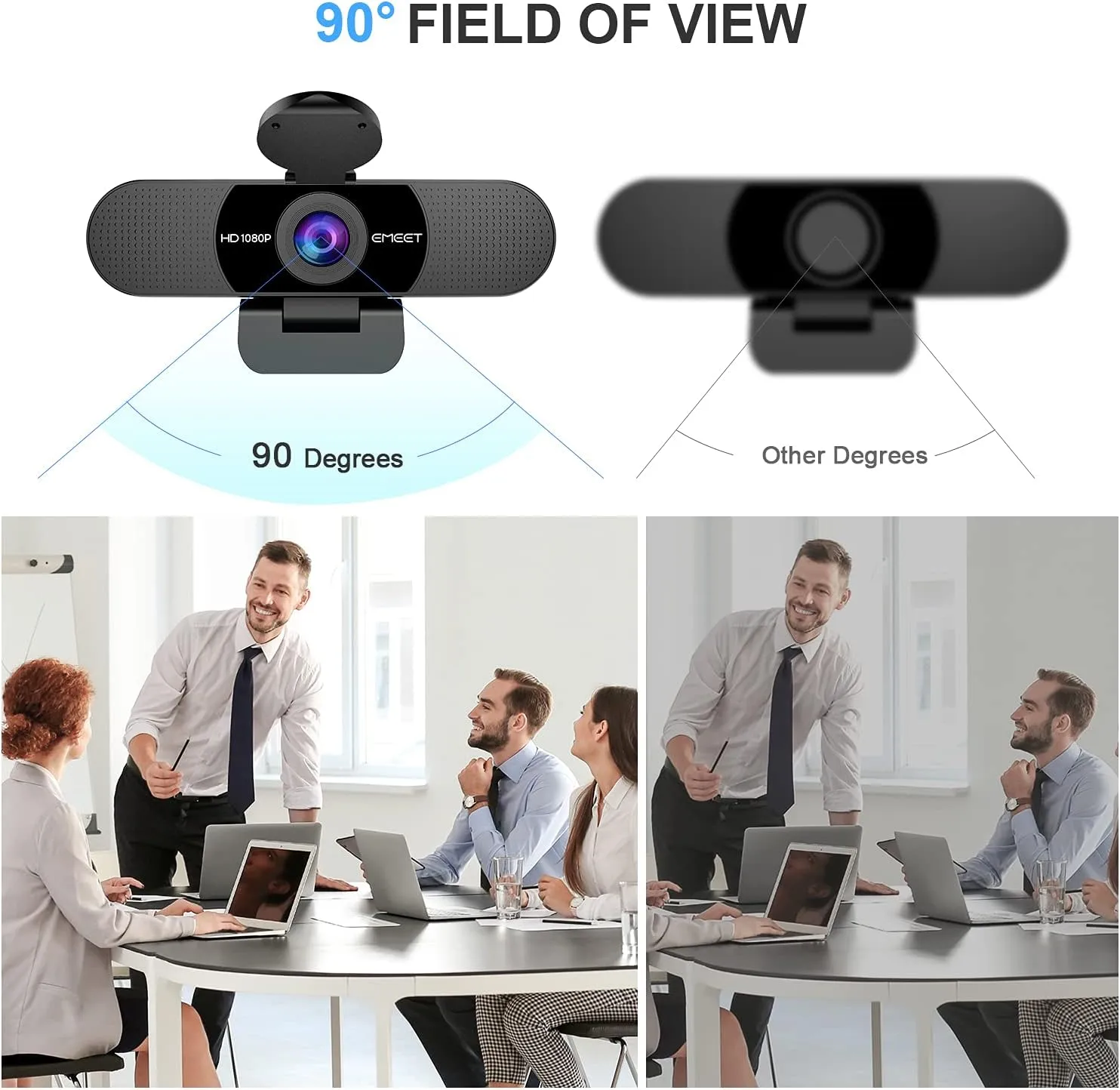 EMEET 1080P Webcam with Microphone, C960 Web Camera, 2 Mics Streaming Webcam, 90FOV Computer Camera, Plug and Play USB Web Cam for Online Calling/Conferencing, Zoom/Teams/Facetime/YouTube, Laptop/PC