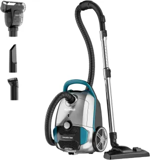 Eureka Canister Vacuum Cleaner, Lightweight Vacuum Cleaner for Carpets and Hard Floors, NEN170 Pet Friendly vaccum Cleaner with with HEPA Filter and 4 dust Bags, Silver with Green