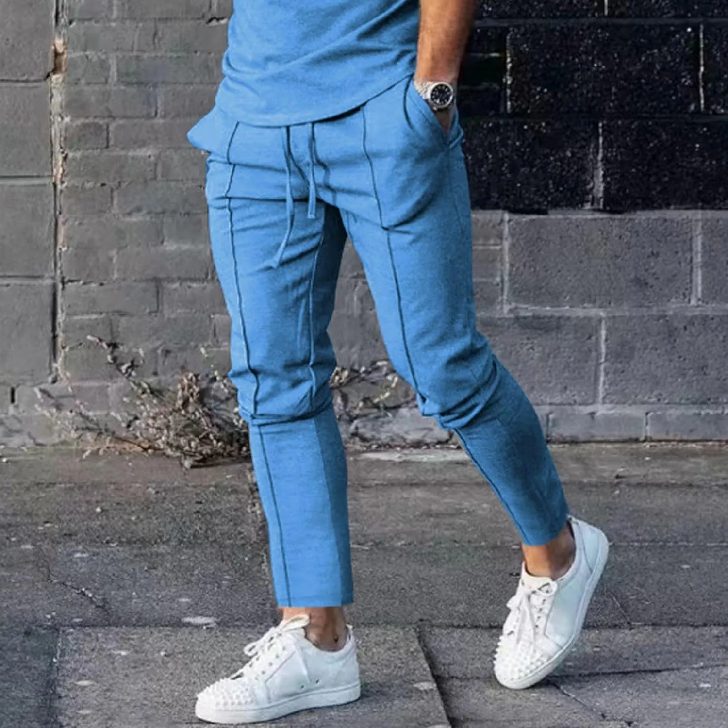 evzosrz Mens Joggers Pants Casual Joggers Gym Workout Track Sweatpants Slim Fit Stretch Tapered Trousers Skinny Leg Pockets