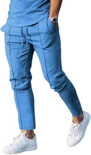 evzosrz Mens Joggers Pants Casual Joggers Gym Workout Track Sweatpants Slim Fit Stretch Tapered Trousers Skinny Leg Pockets