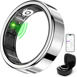 FitElf 3 Pro Smart Ring Fitness Tracker, Health Sleep Tracker, Blood Pressure, Heart Rate and Oxygen Monitor Ring for Women/Men, IP68, No Subscription, 10-Day Battery Life (Silver, 12)
