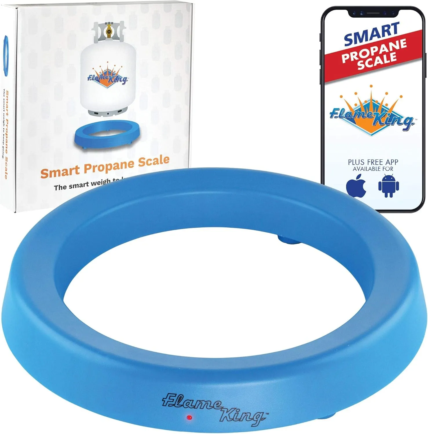 Flame King Smart Wireless Propane Tank Scale - Bluetooth Gas Gauge with App Connectivity for BBQ and Grills Monitors Multiple Propane Cylinders - 20/30/40 lb Tanks