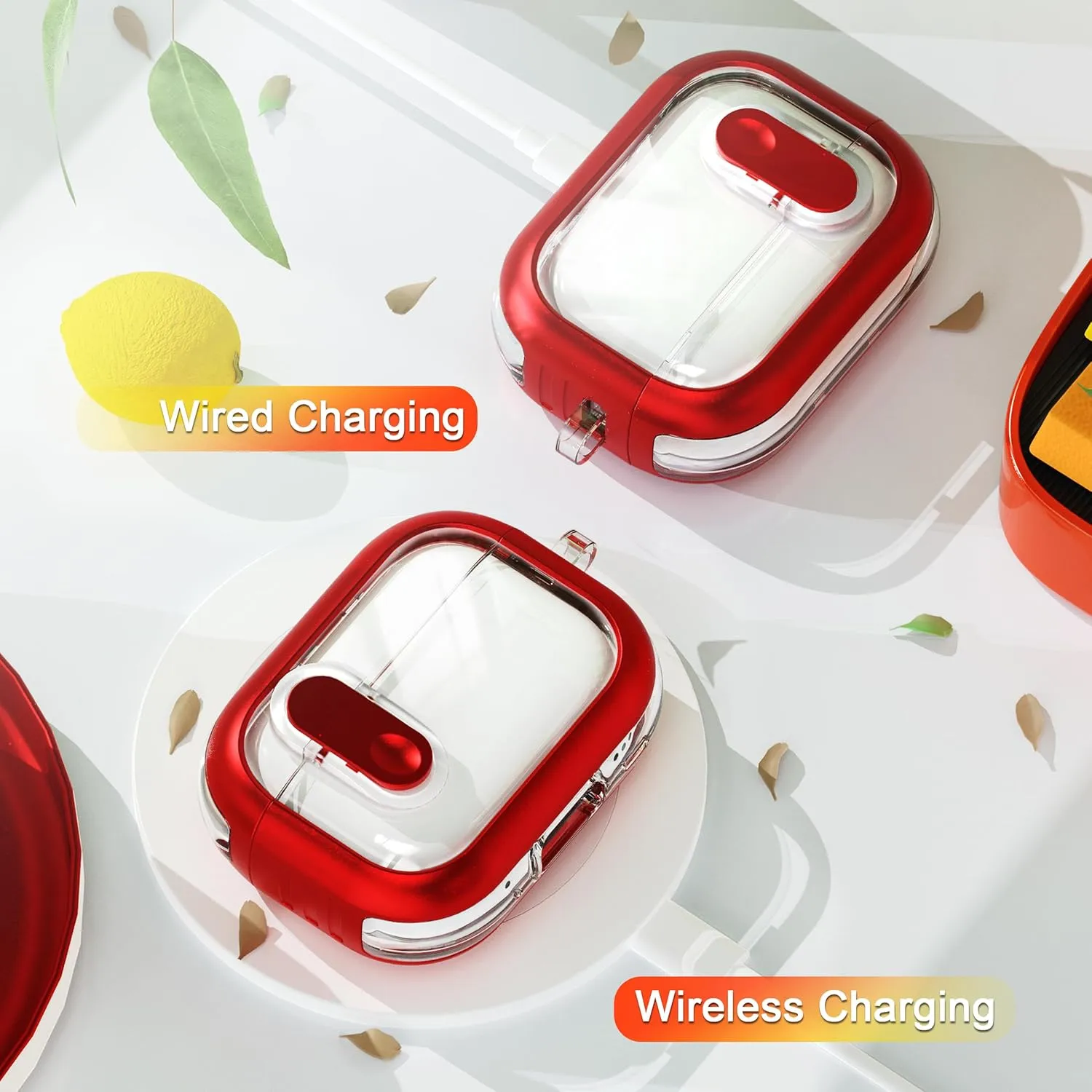 for AirPods Pro Case (2023/2022/2019, 2nd/1st Gen), Compatible with Airpods Pro 2nd Generation (USB-C/Lightning Cable), Multifunctional Carry-on Bracelet with Cleaning Kit, Red