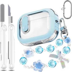 for AirPods Pro Case (2023/2022/2019, 2nd/1st Gen), Compatible with Airpods Pro 2nd Generation (USB-C/Lightning Cable), Multifunctional Carry-on Bracelet with Cleaning Kit, Sky Blue