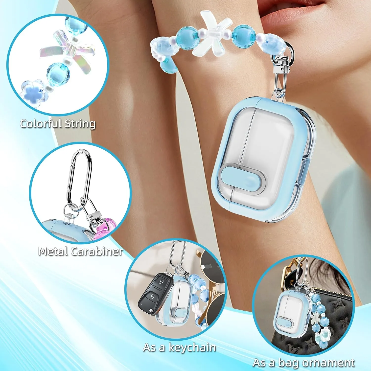 for AirPods Pro Case (2023/2022/2019, 2nd/1st Gen), Compatible with Airpods Pro 2nd Generation (USB-C/Lightning Cable), Multifunctional Carry-on Bracelet with Cleaning Kit, Sky Blue