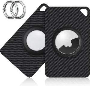 for AirTag Wallet Holder 2 Packs, [Ultra Thin Carbon Fiber] Card Case for Apple Airtag, Airtag Card Holder for Wallet, Purse, Handbag