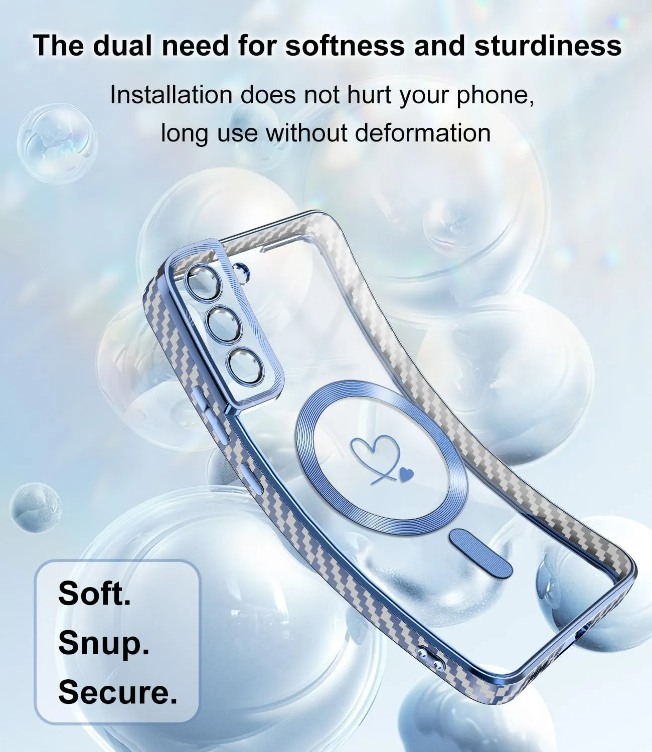 for Samsung Galaxy S21 Case,Compatible with Magsafe Luxury Glitter Plating Love Heart with Camera Lens Cover Clear Soft TPU Shockproof Magnetic Phone Case for Women Girls, Blue