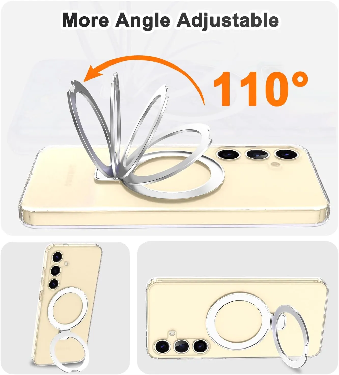 for Samsung Galaxy S25 Case with Magnetic Invisible Ring Stand [Compatible with MagSafe], Full Body Rugged Slim Women Men Girl Shockproof Marble Pattern Design Case, Clear