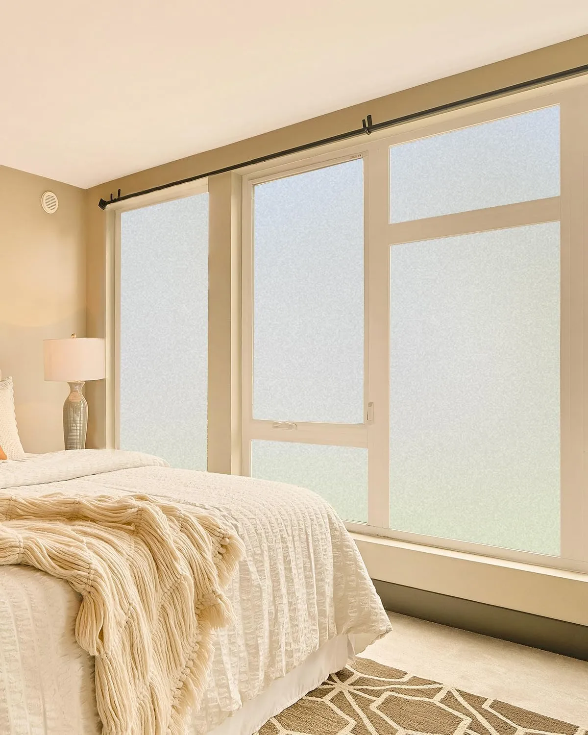 Frosted Glass Window Privacy Film Decorative, Bathroom Window Privacy Film for Glass Windows Cover, Static Cling, Removable, Reusable, Anti-UV, Anti-Glare, Heat Blocking, 17.5 by 78.74 inch