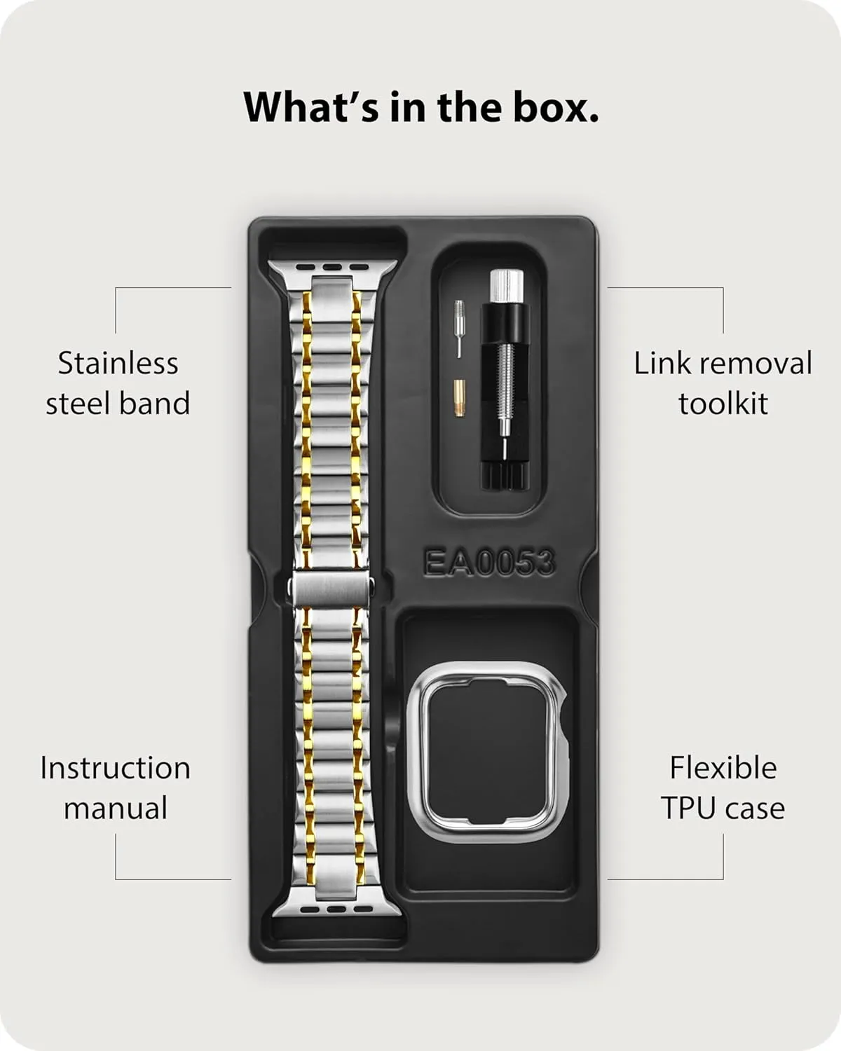 Fullmosa Bands Compatible Apple Watch 45mm 44mm 42mm, Stainless Steel iWatch Band with Case for Apple Watch Series 9 8 7 6 5 4 3 2 1 SE, Silver and Gold