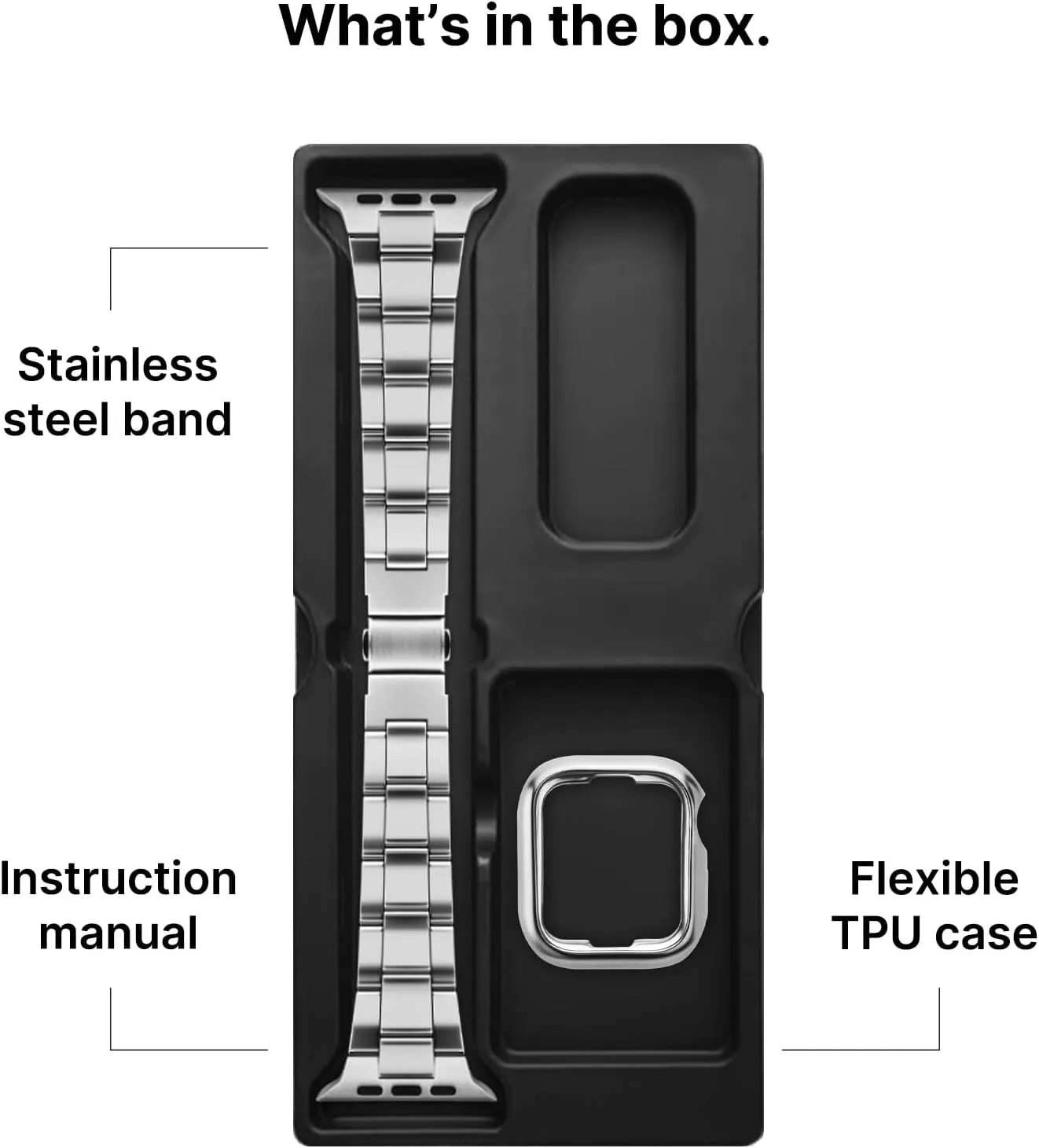 Fullmosa No Tools Needed Compatible Apple Watch Bands for Women Men 45mm 44mm 42mm, Metal Strap with Case for iWatch Series 9 8 7 6 5 4 3 2 1 SE SE2, Silver