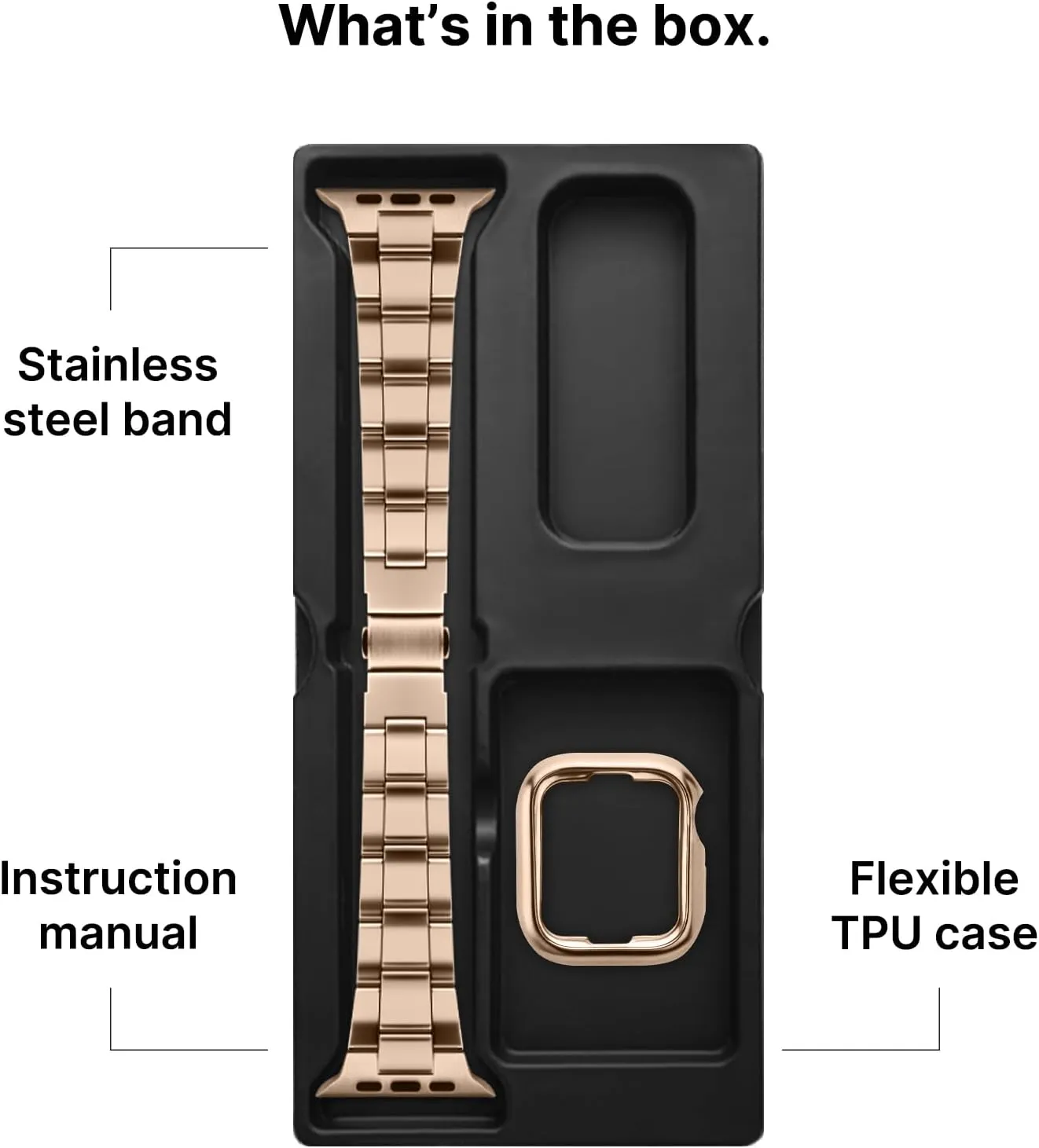 Fullmosa No Tools Needed Compatible Apple Watch Bands for Women Men 46mm Series 10, Metal Strap Stainless Steel Wristband with Case for iWatch, Rose gold