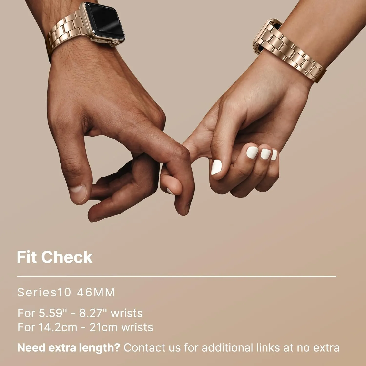Fullmosa No Tools Needed Compatible Apple Watch Bands for Women Men 46mm Series 10, Metal Strap Stainless Steel Wristband with Case for iWatch, Rose gold