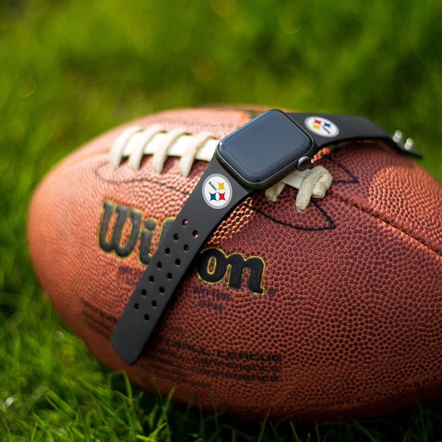 Game Time Pittsburgh Steelers Silicone Watch Band and Case Cover Combo Package Compatible with Apple Watch and AirPods Battery Case (42/44/45mm Black/Black)