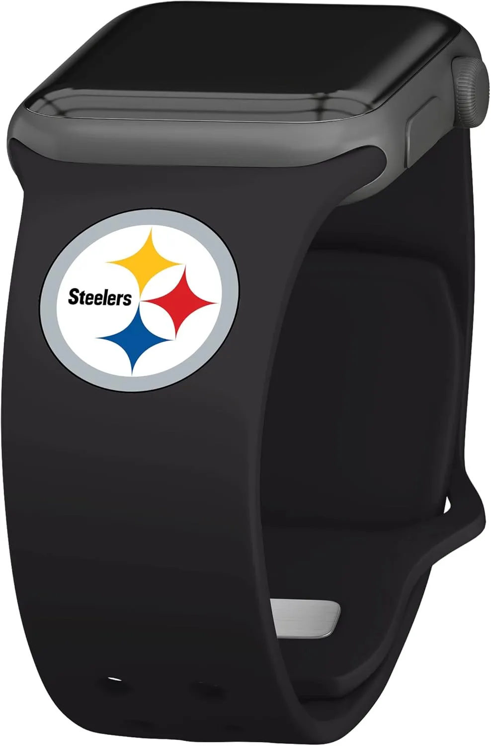Game Time Pittsburgh Steelers Silicone Watch Band and Case Cover Combo Package Compatible with Apple Watch and AirPods Battery Case (42/44/45mm Black/Black)