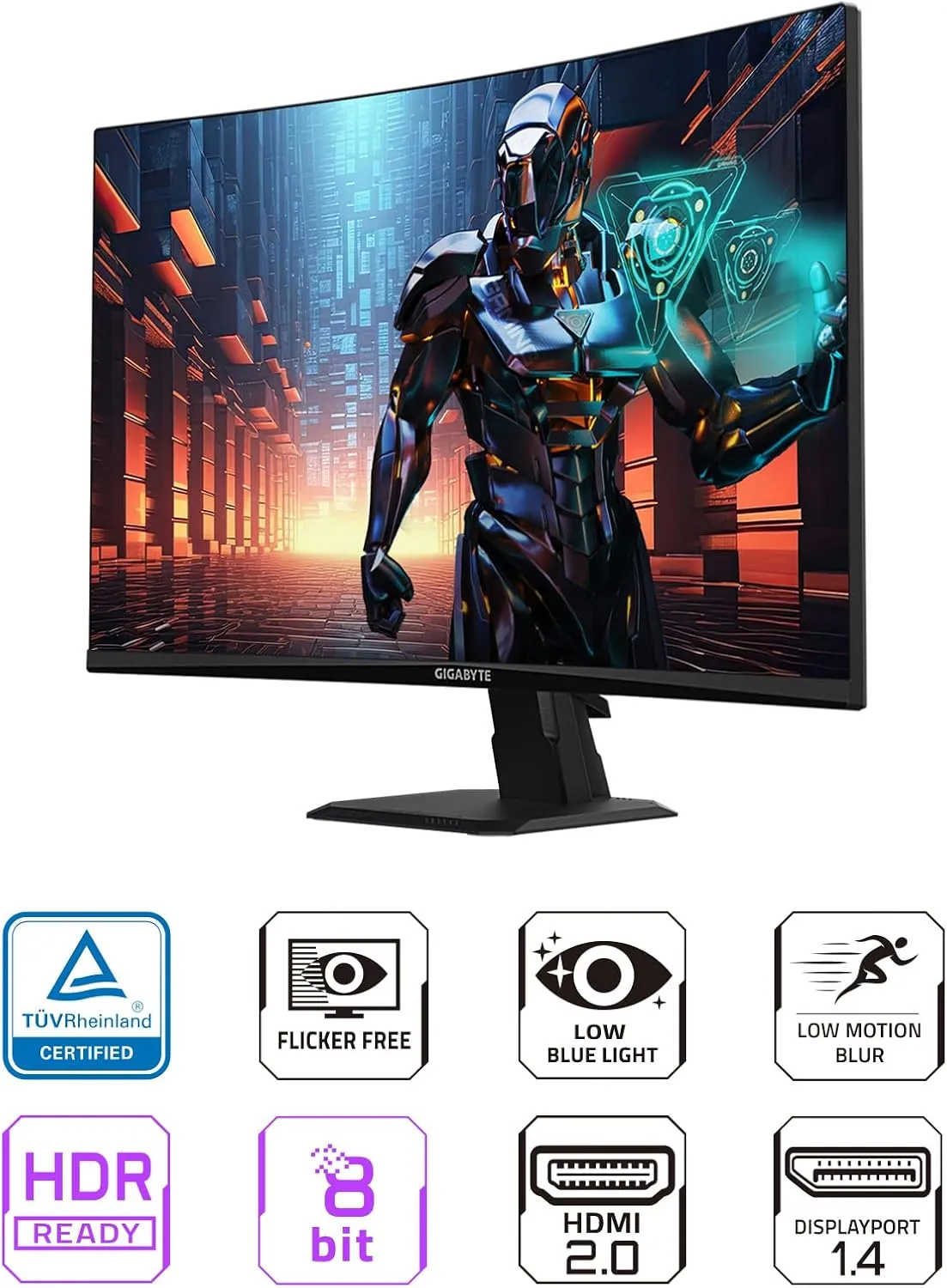 GIGABYTE GS27QC 27" 165Hz 1440P Curved Gaming Monitor, 2560 x 1440 VA 1500R Display, 1ms (MPRT) Response Time, HDR Ready, FreeSync Premium, 1x Display Port 1.4, 2X HDMI 2.0,Black