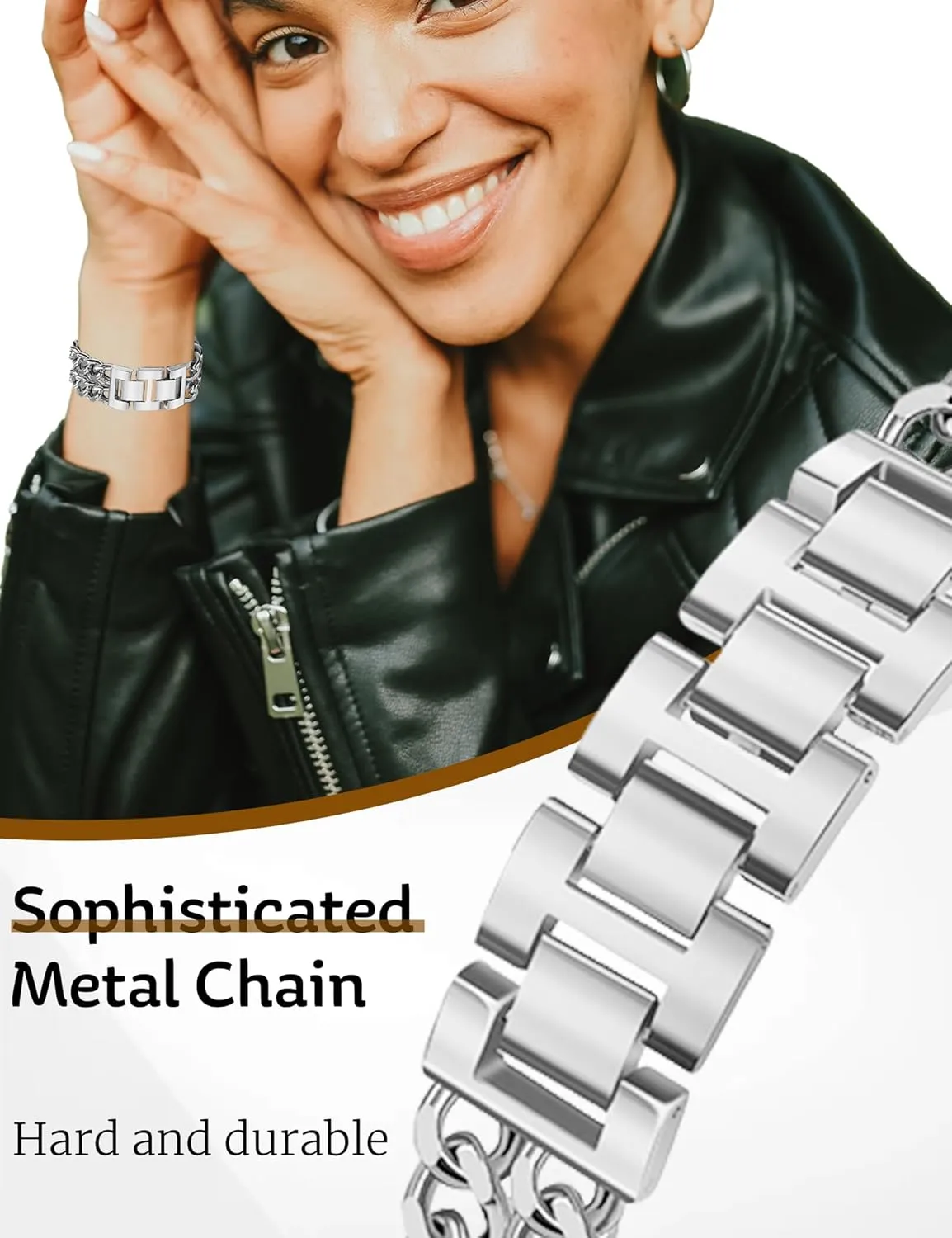 Gold Chain Watch Bands for Women Compatible with Apple Watch Band 38mm 40mm 41mm 42mm (S10) Dressy Adjustable Cowboy Metal Band Link Bracelet for iWatch Series1/2/3/4/5/6/7/8/9/10/SE (No Case)