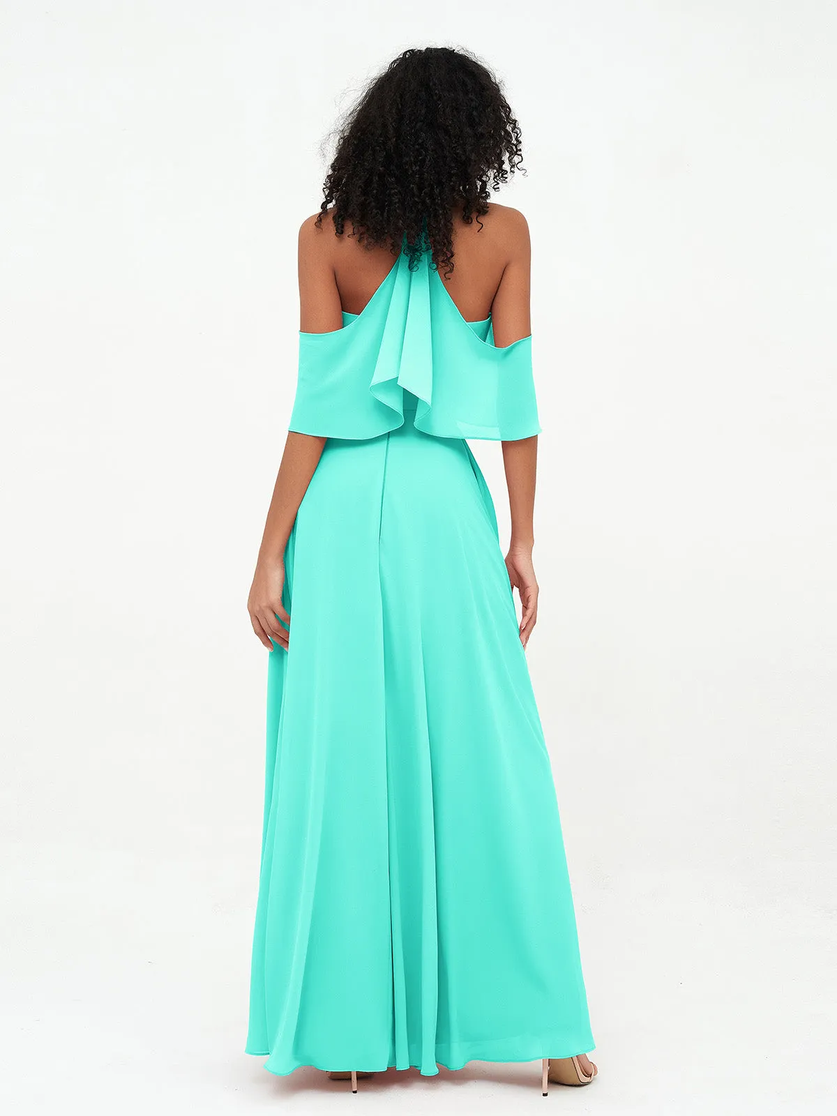 Halter Off the Shoulder Max Dresses with Pockets-Spa Plus Size