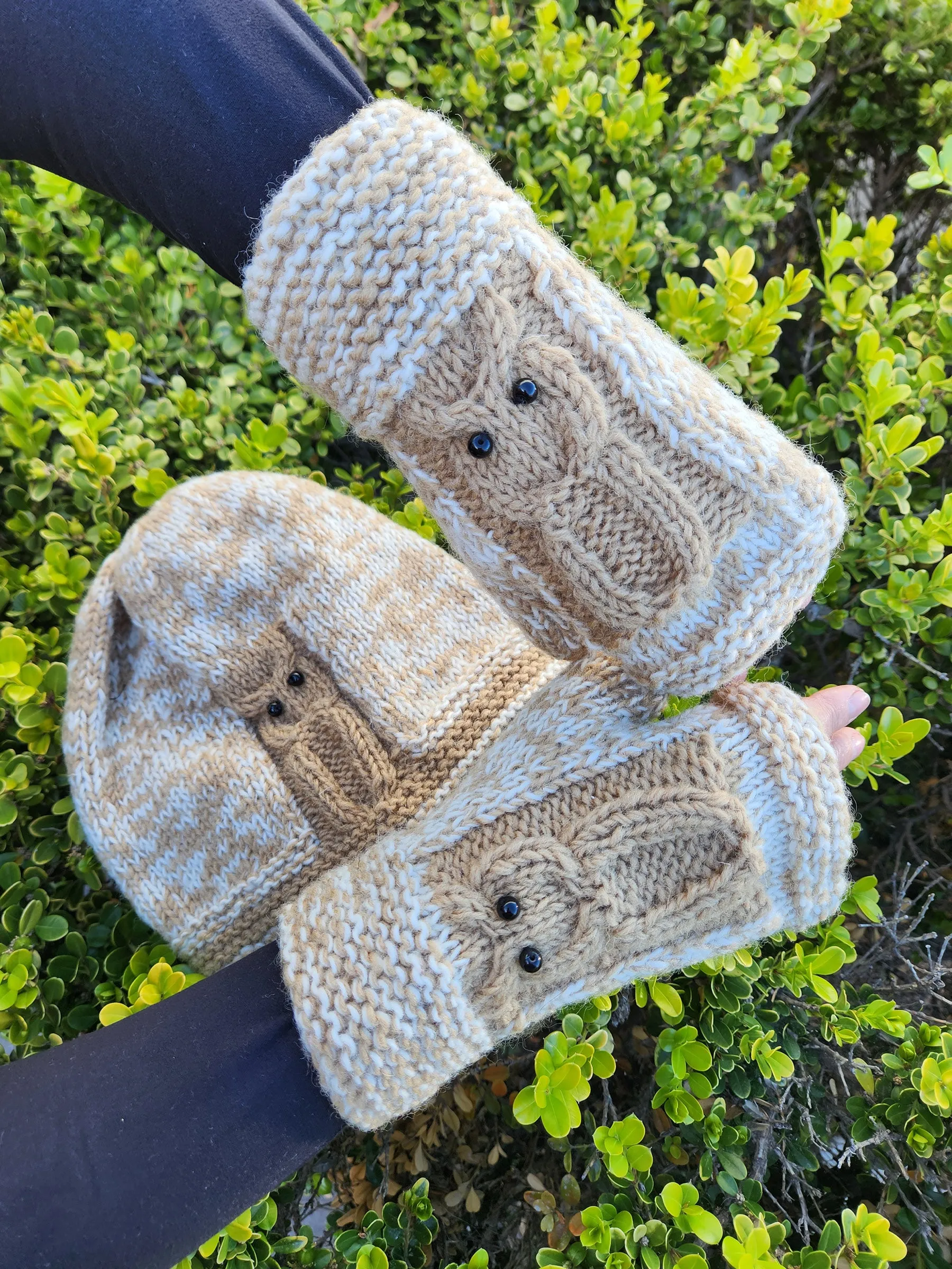 Handmade Knit Beanie Hat Owl
