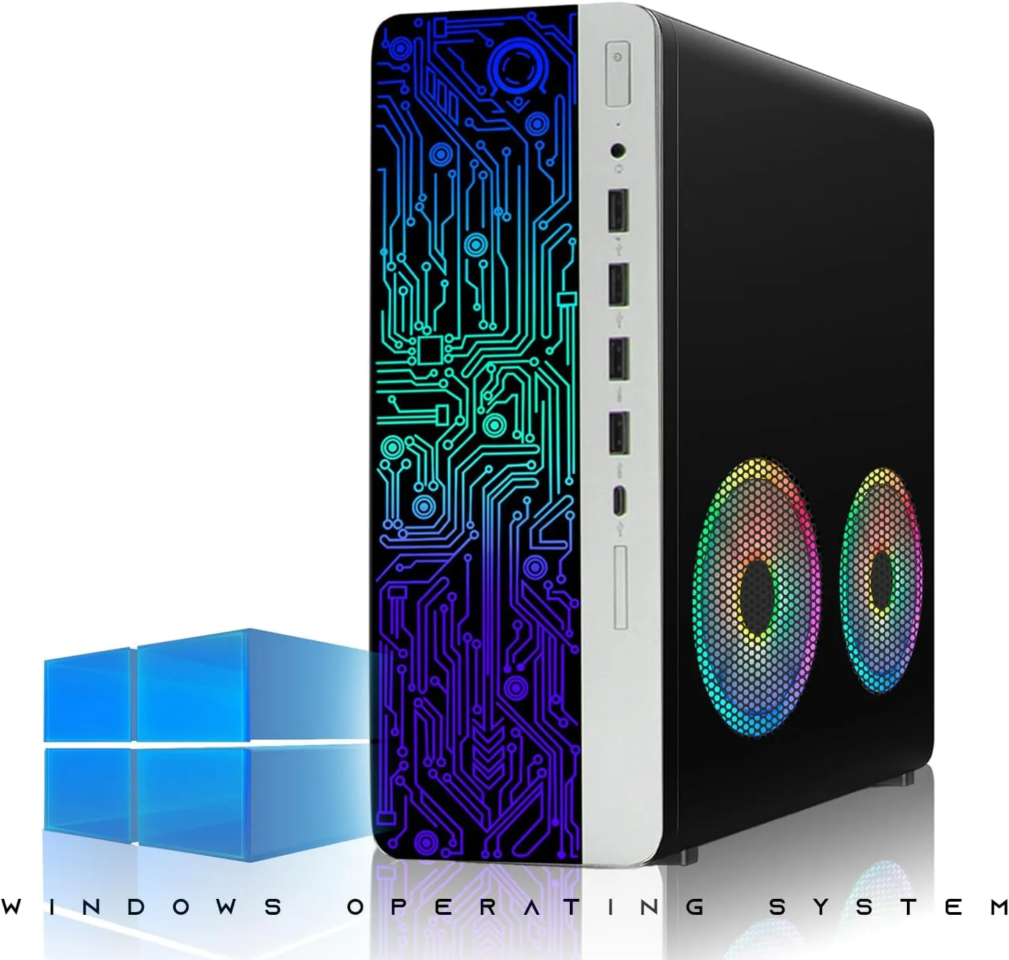 HP G3 Desktop RGB Computer PC Intel i7-6th Gen, 16GB DDR4 Ram 512GB SSD, Dual 24 Inch Monitor, GT 1030, RGB Speaker, Gaming Keyboard Mouse, 2X ARGB Fan WiFi, Windows 11 Pro (Renewed)