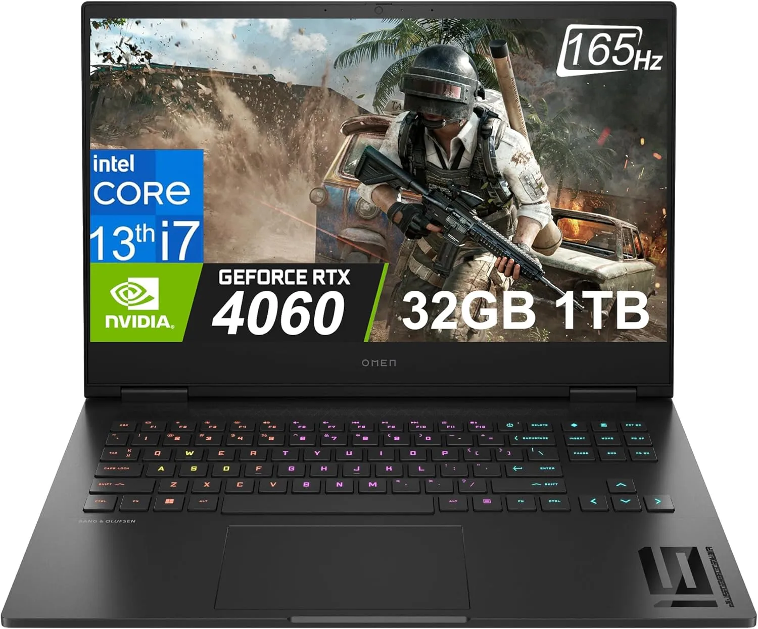 HP OMEN 16 Gaming Laptop (16.1" FHD 165Hz, Intel 13th Gen Core i7-13620H, 32G DDR5 RAM, 1TB SSD, NVIDIA Geforce RTX 4060 8GB) RGB backlit, 1080p Webcam, B&O, Wi-Fi 6E, Thunderbolt, Win 11 Home, Black